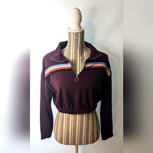 Y2K Wild Fable 90's Striped Crop Top Half Zip Sweater | Size S